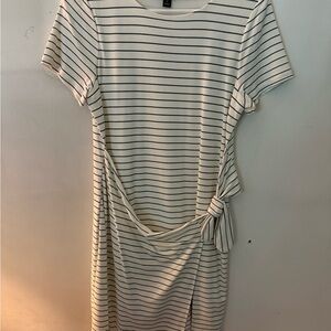 Ann Taylor Navy and White Striped Midi Dress